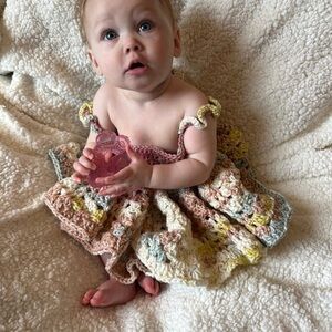 Handmade Crochet Baby Dress - Multicolor